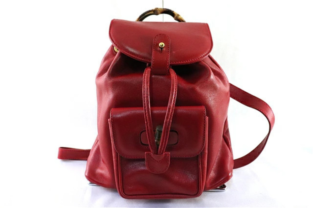 Gucci backpack bamboo bag calfskin Black